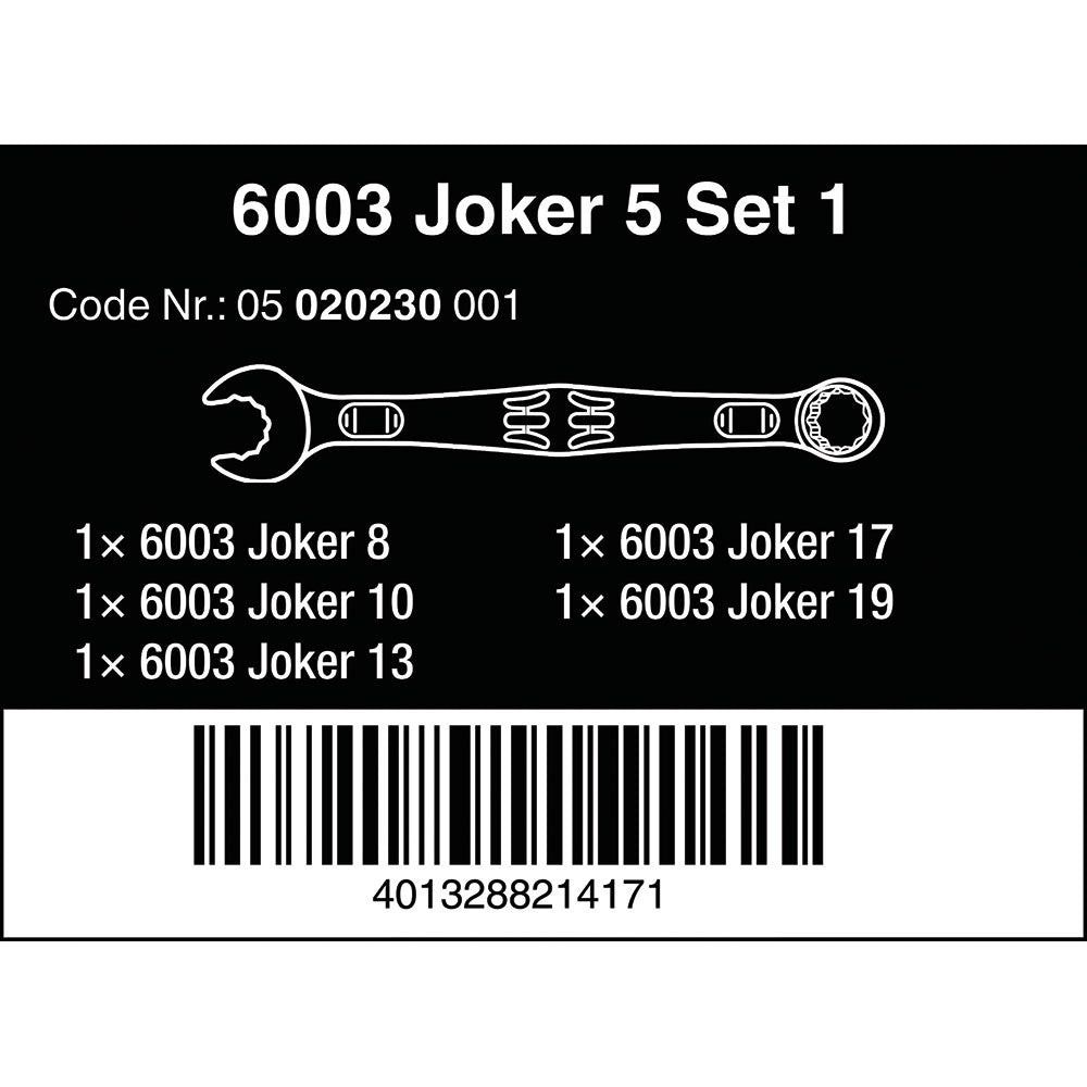 Wera Compatible 6003 Joker 5 Set 1 | Ringmaulschlüssel-Satz & 05133164001 950/9 Hex-Plus Multicolour 2 L-Key Set