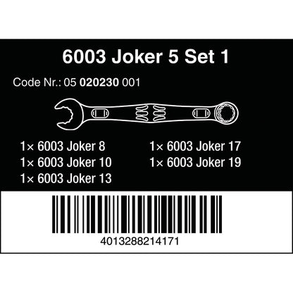 Wera Compatible 6003 Joker 5 Set 1 | Ringmaulschlüssel-Satz & 05133164001 950/9 Hex-Plus Multicolour 2 L-Key Set