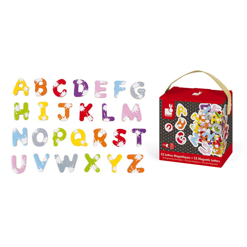 Janod - Set Of 52 Splash Magnetic Letters - Children's Board Accessory - Learning to Read and Write - from 3 Years Old, J09612
