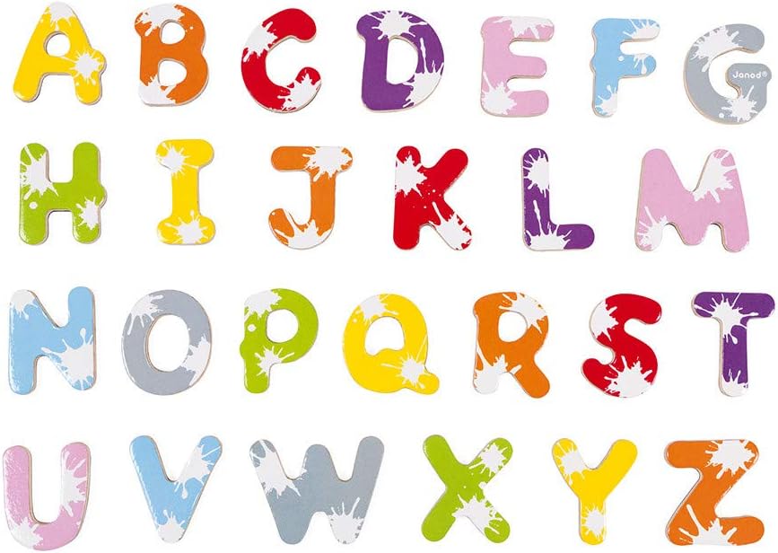 Janod - Set Of 52 Splash Magnetic Letters - Children's Board Accessory - Learning to Read and Write - from 3 Years Old, J09612