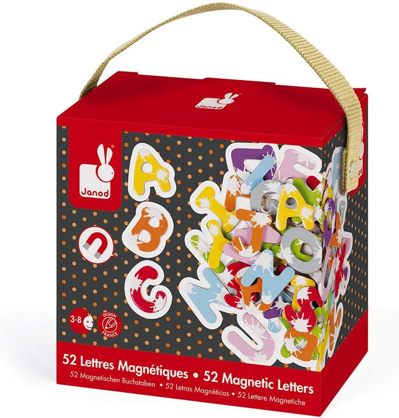 Janod - Set Of 52 Splash Magnetic Letters - Children's Board Accessory - Learning to Read and Write - from 3 Years Old, J09612