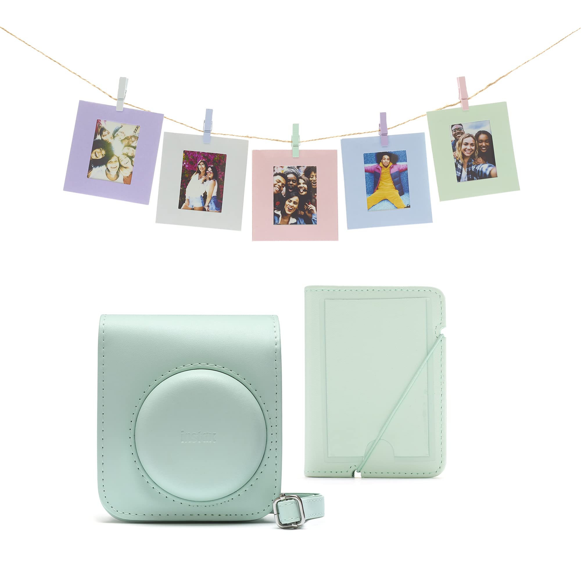 instax Mini 12 acessory kit, Camera case, Photo Album, Hanging Cards and pegs, Pastel Blue