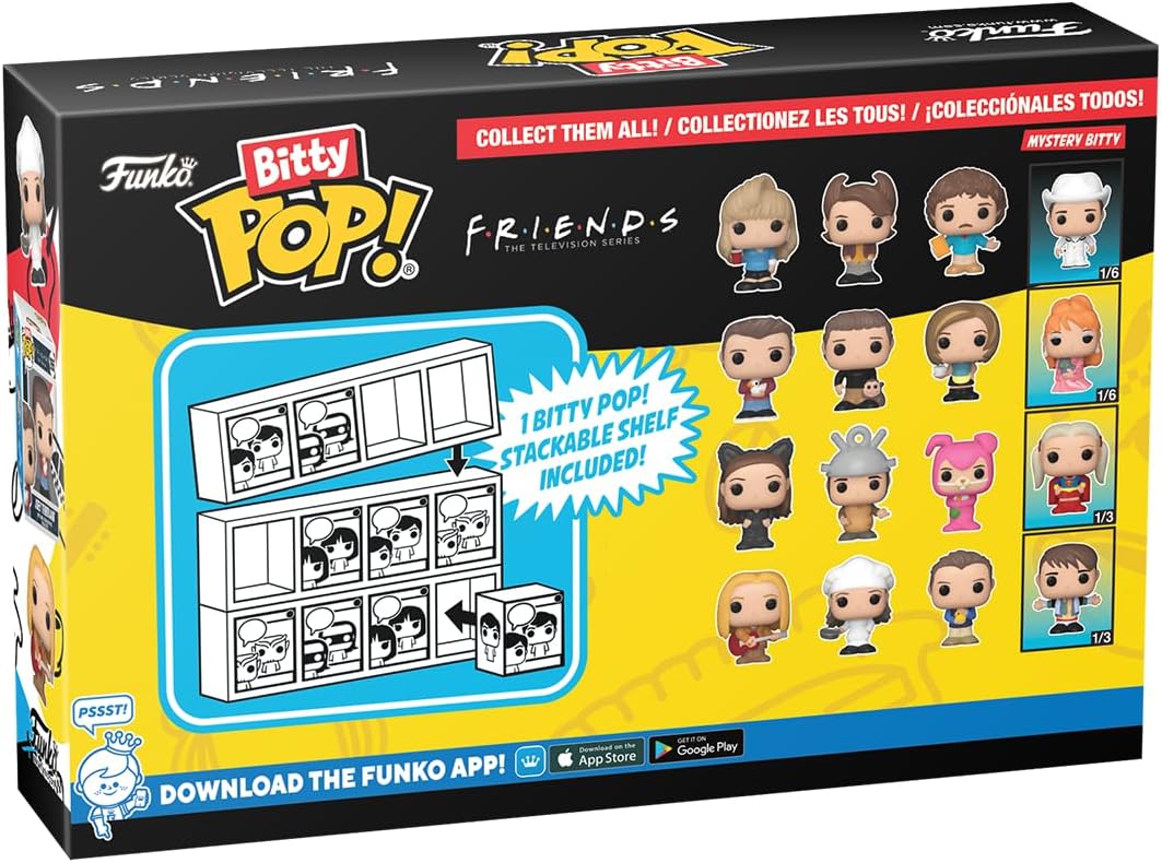 Funko Bitty POP! Friends and A Surprise Mystery Mini Figure - 0.9 Inch (2.2 Cm) Collectable - Stackable Display Shelf Included - Gift Idea - Party Bags Stocking - Cake Topper - Tiny Collectable