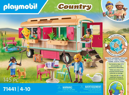 PLAYMOBIL Country 71441 Gezellig woonwagencafé, met gedetailleerde uitrusting en een ganzenvijver, leuk fantasierijk rollenspel, duurzaam speelgoed voor kinderen vanaf 4 jaar