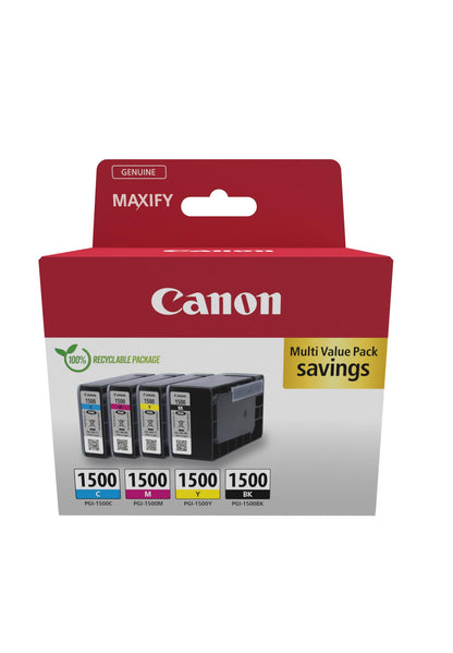 Canon PGI-1500 C M Y BK Vorteilspack 4 Tintenpatronen (Schwarz, Cyan, Magenta, Gelb) Original