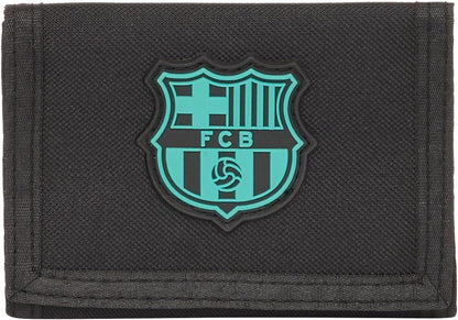 Safta F.C. Barcelona 3rd Team – Wallet with Headboard, Wallet Wallet, Purse, Comfortable and Versatile, Quality and Resistance, 12.5 x 9.5 cm, Black, Black/White, Estándar, Casual