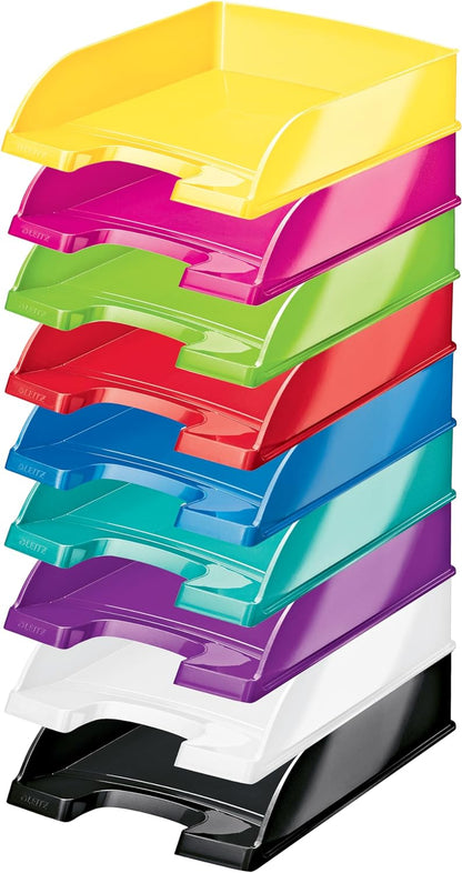 Leitz WOW Bandeja de Plástico Tamaño A4, Bandeja Organizadora de Escritorio Roja, Bandeja de Plástico para Correspondencia, 52263023