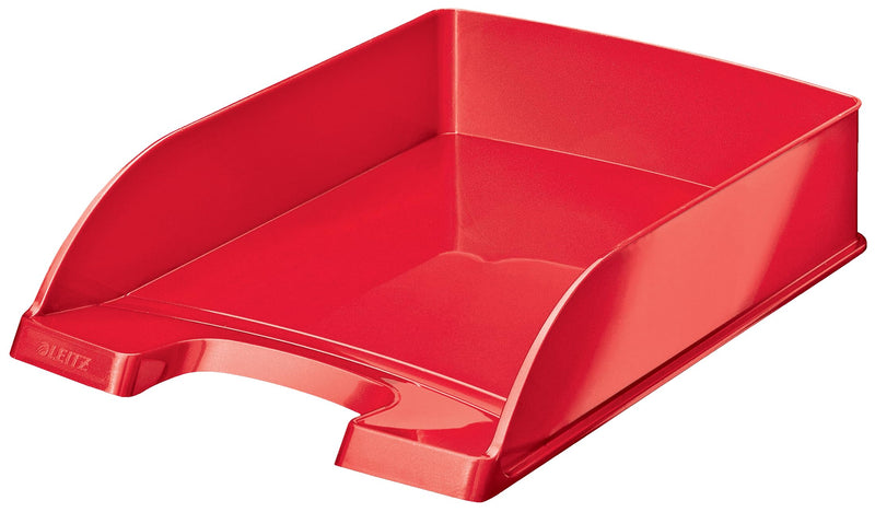 Leitz WOW Bandeja de Plástico Tamaño A4, Bandeja Organizadora de Escritorio Roja, Bandeja de Plástico para Correspondencia, 52263023