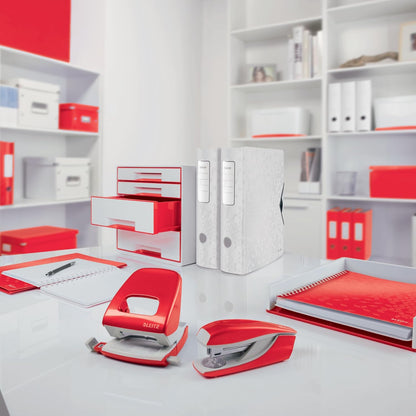 Leitz WOW Bandeja Organizadora de Escritorio, Bandeja para Papel A4, Blanco/Rojo, 53611026