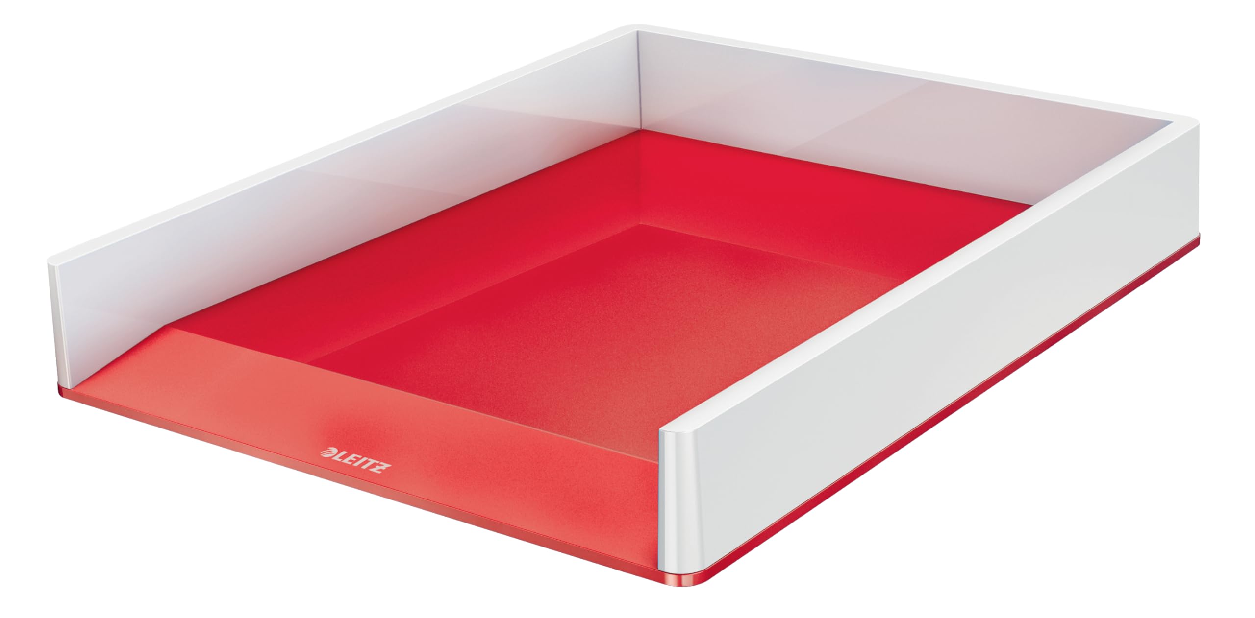 Leitz WOW Bandeja Organizadora de Escritorio, Bandeja para Papel A4, Blanco/Rojo, 53611026