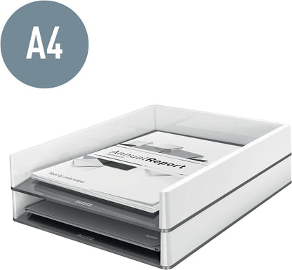Leitz WOW Bandeja Organizadora de Escritorio, Bandeja para Papel A4, Blanco/Rojo, 53611026