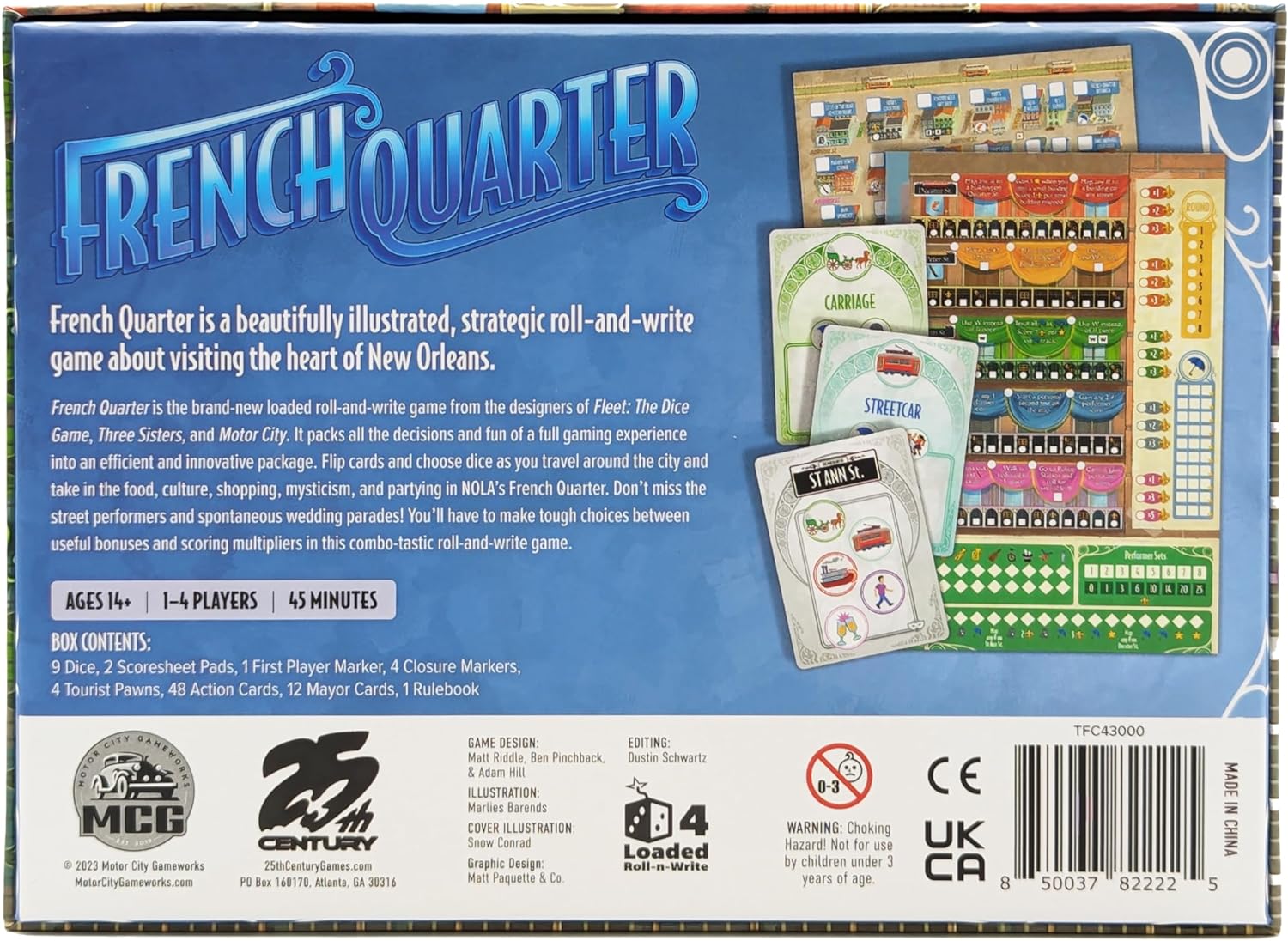 French Quarter: Stroll Through The Streets of New Orleans - Loaded Roll and Write Dice Game