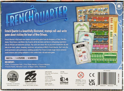 French Quarter: Stroll Through The Streets of New Orleans - Loaded Roll and Write Dice Game