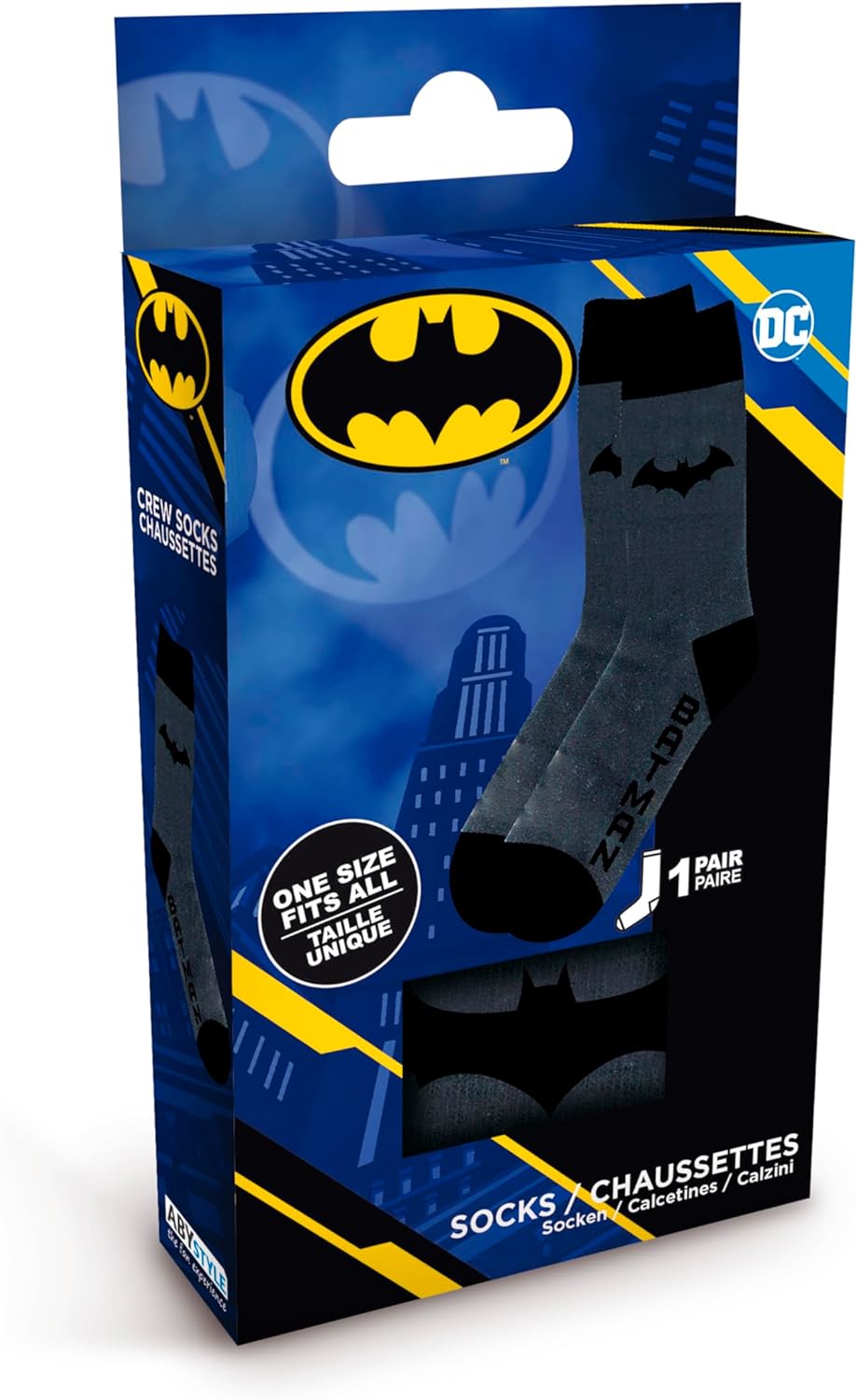 ABYSTYLE - DC COMICS Black and Grey Batman Socks, grey, One size