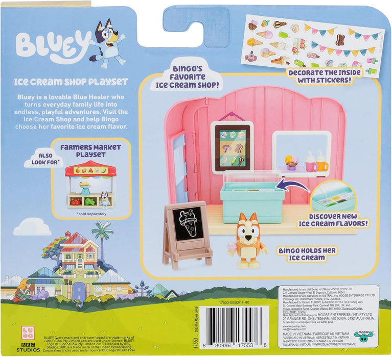 BlueY Mini Playsets Ice Cream Shop Playset | Incluye Figura de Bingo articulada y Accesorios