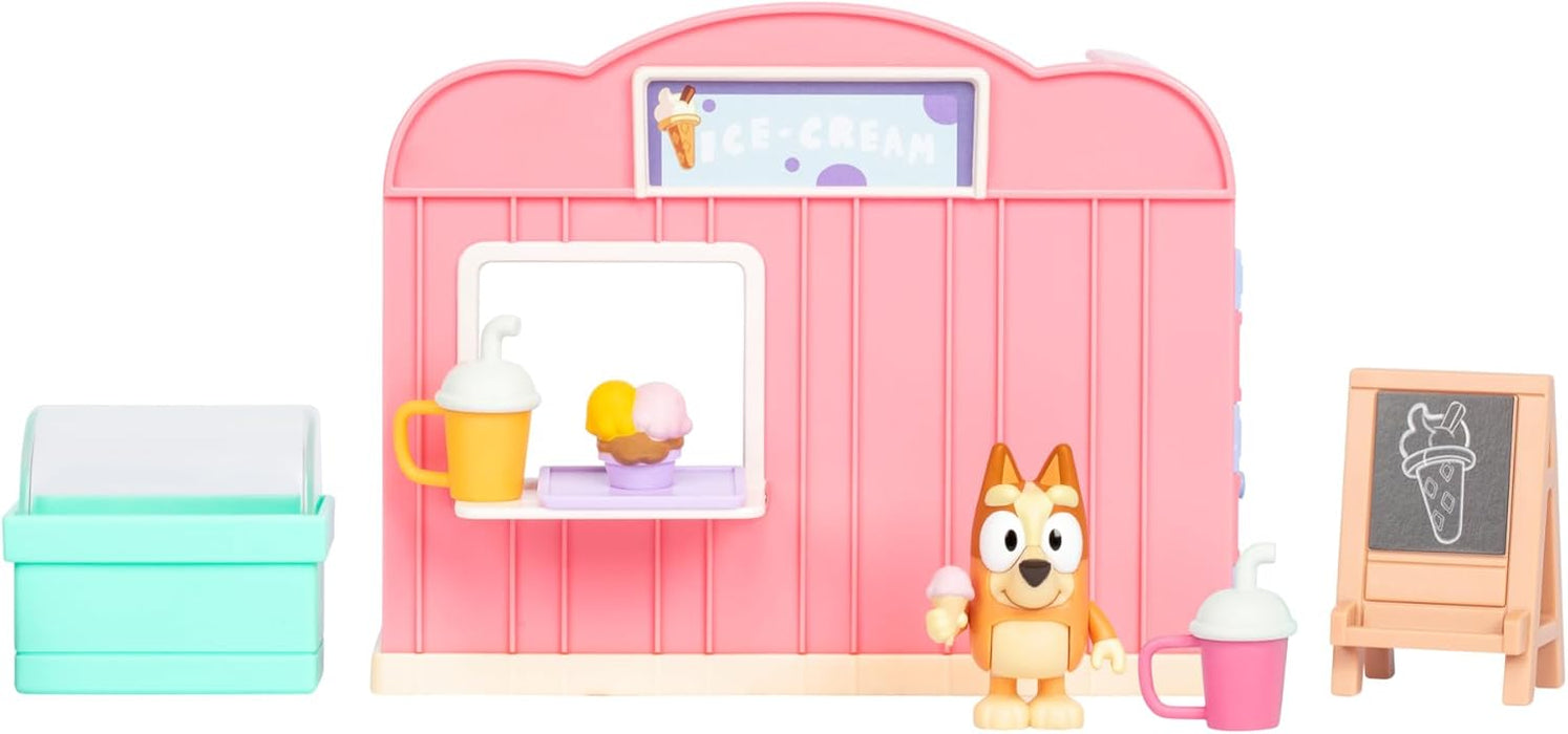 BlueY Mini Playsets Ice Cream Shop Playset | Incluye Figura de Bingo articulada y Accesorios