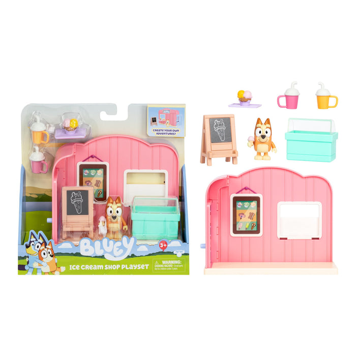 BlueY Mini Playsets Ice Cream Shop Playset | Incluye Figura de Bingo articulada y Accesorios
