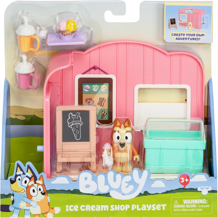 BlueY Mini Playsets Ice Cream Shop Playset | Incluye Figura de Bingo articulada y Accesorios