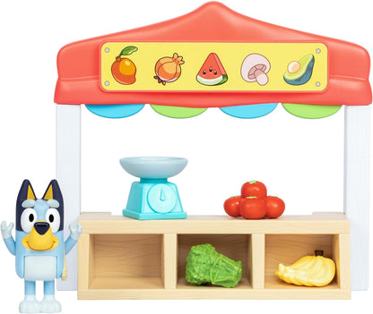 BlueY Juego de minijuegos para el Mercado de Agricultores, Incluye figura de Bingo con articulaciones móviles, Bolsa de la Compra y Accesorios