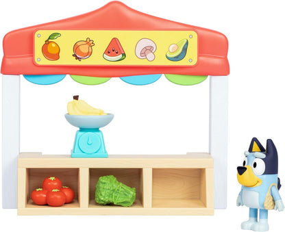 BlueY Juego de minijuegos para el Mercado de Agricultores, Incluye figura de Bingo con articulaciones móviles, Bolsa de la Compra y Accesorios
