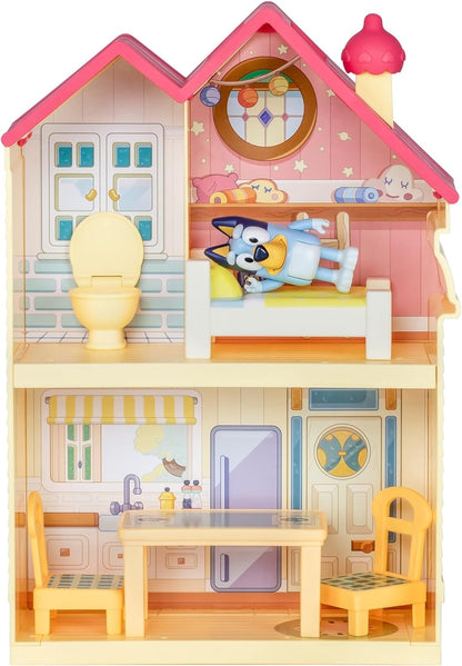 Bluey Mini Home Playset Compact House Playset With Carry Handle Three Different Rooms Kitchen & Mini Playsets Ice Cream Shop Playset Includes Articulated Bingo Figure And Accessories