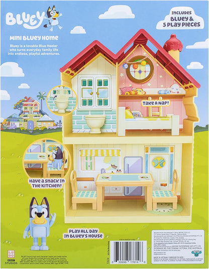 Bluey Mini Home Playset Compact House Playset With Carry Handle Three Different Rooms Kitchen & Mini Playsets Ice Cream Shop Playset Includes Articulated Bingo Figure And Accessories