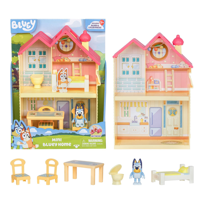 Bluey Mini Home Playset Compact House Playset With Carry Handle Three Different Rooms Kitchen & Mini Playsets Ice Cream Shop Playset Includes Articulated Bingo Figure And Accessories
