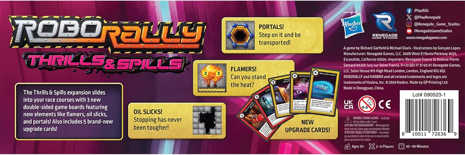 Renegade Game Studios | Robo Rally Thrills & Spills | Board Game Expansion | Ages 12+ | 2-6 Players | 45-90 Minutes Playing Time