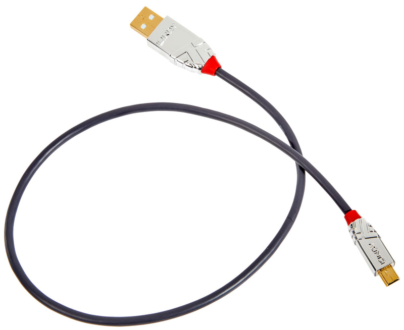 LINDY 36630 USB 2.0 Type A to Mini-B Cable, Cromo Line - Grey