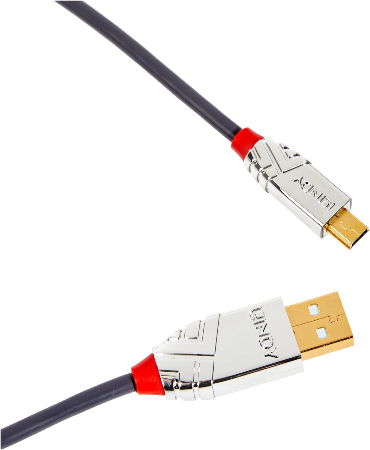 LINDY 36630 USB 2.0 Type A to Mini-B Cable, Cromo Line - Grey