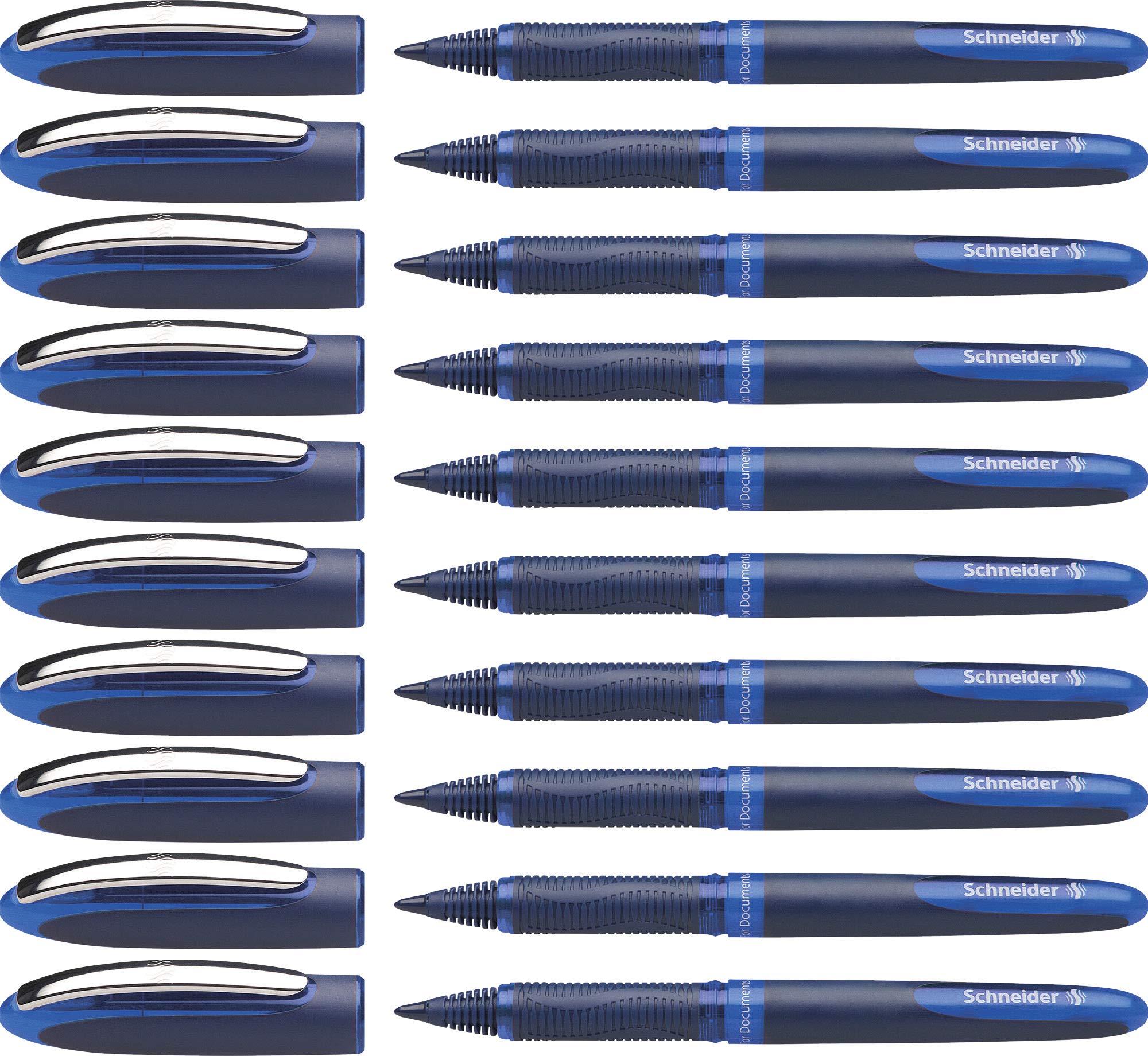 Schneider One Business Non-Retractable Ballpoint Pens with Liquid Ink, Pack of 10 Blue