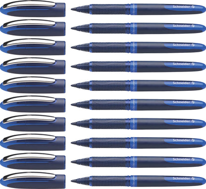 Schneider One Business Non-Retractable Ballpoint Pens with Liquid Ink, Pack of 10 Blue