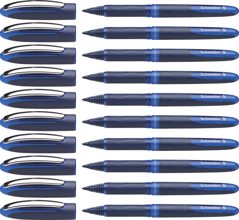 Schneider One Business Non-Retractable Ballpoint Pens with Liquid Ink, Pack of 10 Blue