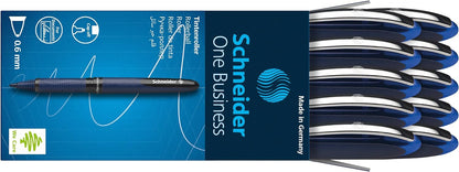 Schneider One Business Non-Retractable Ballpoint Pens with Liquid Ink, Pack of 10 Blue