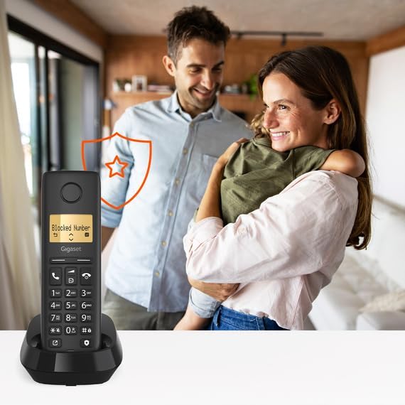 Gigaset Pure 100 - Telefono cordless - Tasto blocco chiamate in entrata - Rubrica 50 Contatti - Compatibile con Apparecchi Acustici - Tasti Funzione Programmabili, Italia (Nero