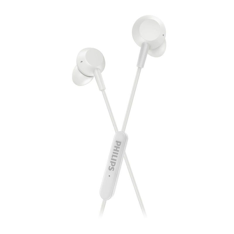 PHILIPS TAE5008WT/00 In-Ear Headphones With Mic | USB-C Connector | 1.2 m Cable | 3 Button In-Line Remote | 3 Eartip Sizes | Comfortable Fit | Clear Sound & Punchy Bass | White