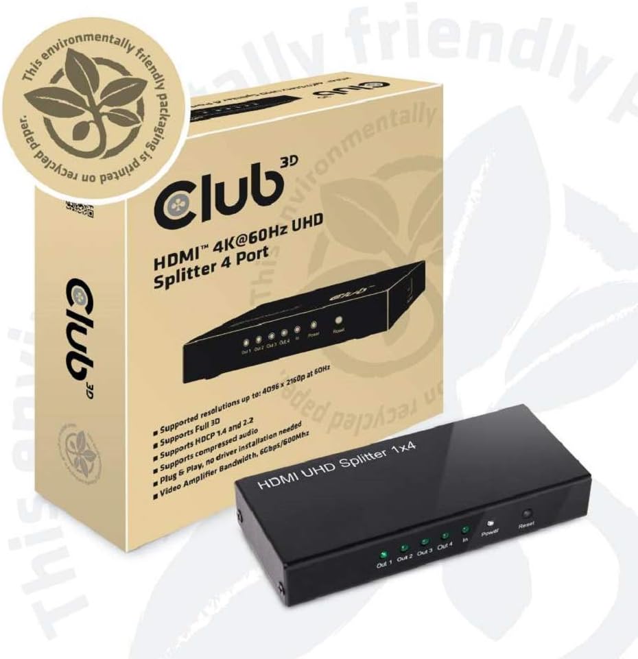 Club3D HDMI Splitter 1 Eingang -> 4 Ausgange 4K6