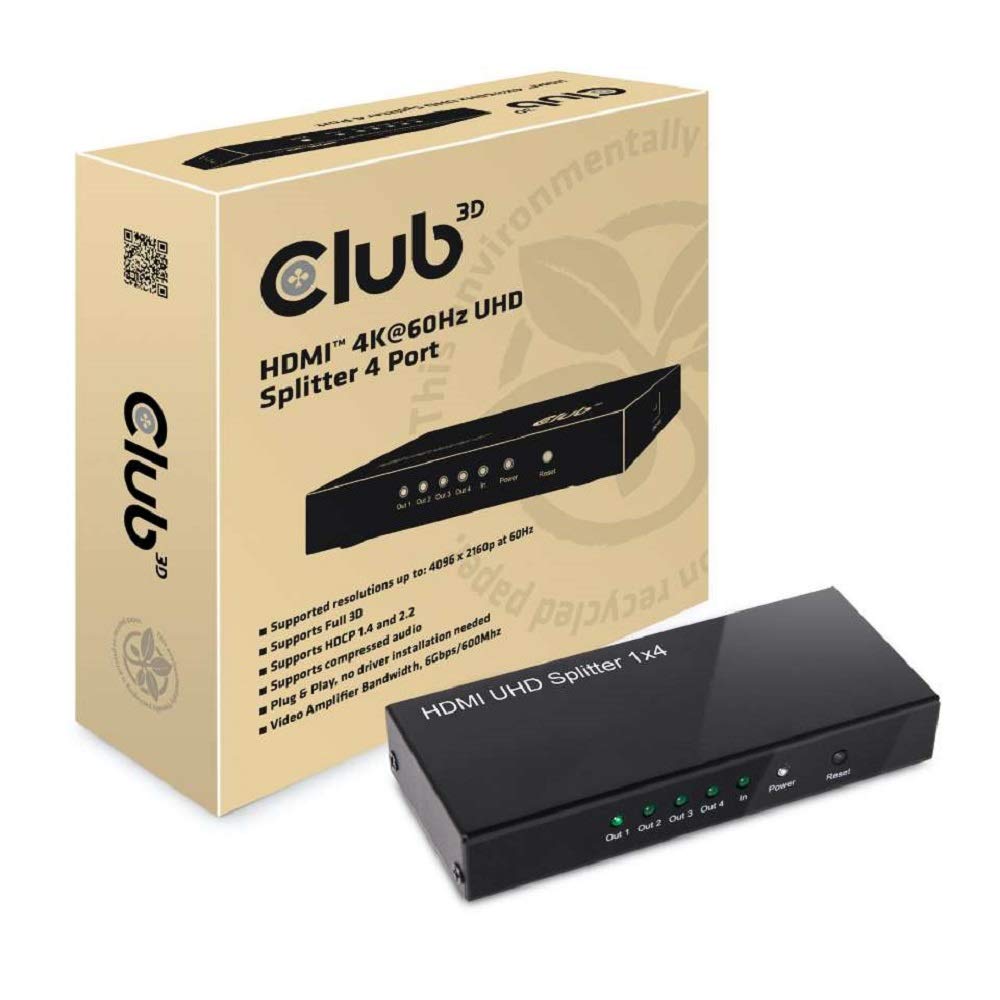 Club3D HDMI Splitter 1 Eingang -> 4 Ausgange 4K6