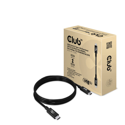 Club 3D USB4 Gen3x2 Type-C Bi-Directional USB-IF Certified Cable 8K60Hz, Data 40Gbps, PD 240W EPR M/M 1m CAC-1576