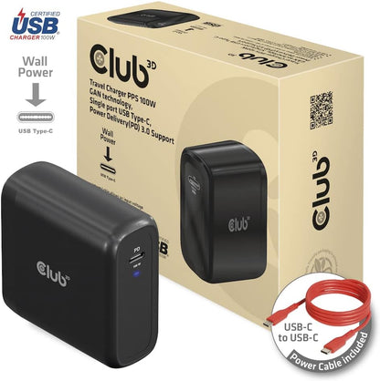 `Club3D Reiseladegerat 1xUSB Typ C, PD 100W retai`