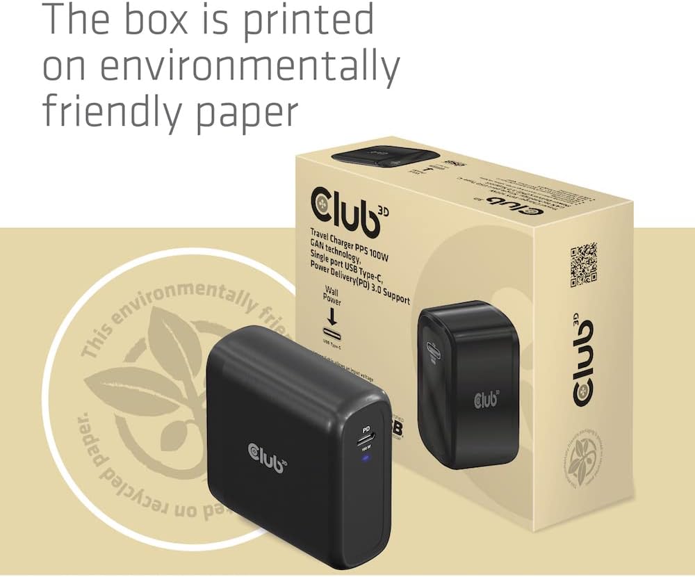 `Club3D Reiseladegerat 1xUSB Typ C, PD 100W retai`