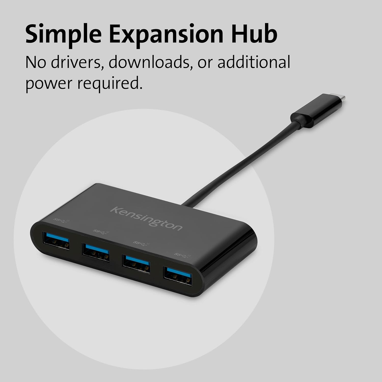 KENSINGTON CH1200 - Hub USB-C 10 Gbit/s 4 Ports, Connectez jusqu'à 4 Appareils USB-A à 1 Seul Port USB-C - Garanti 2 ans (K33616WW