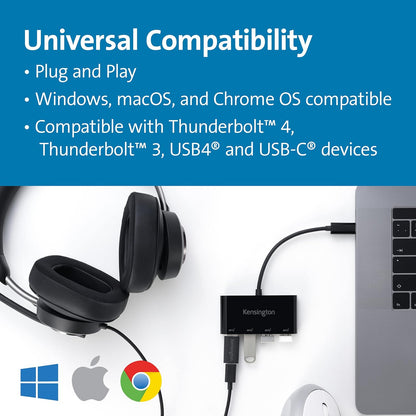 KENSINGTON CH1200 - Hub USB-C 10 Gbit/s 4 Ports, Connectez jusqu'à 4 Appareils USB-A à 1 Seul Port USB-C - Garanti 2 ans (K33616WW