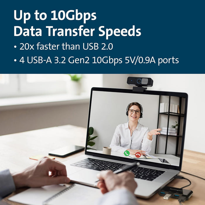 KENSINGTON CH1200 - Hub USB-C 10 Gbit/s 4 Ports, Connectez jusqu'à 4 Appareils USB-A à 1 Seul Port USB-C - Garanti 2 ans (K33616WW