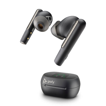 Poly Voyager Free 60+ Auricolari True Wireless - Microfoni a cancellazione di rumore per chiamate chiare - Cancellazione attiva del rumore (ANC) - Custodia a ricarica intelligente con controlli touch
