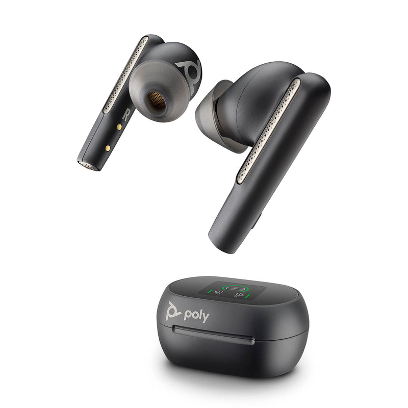 Poly Voyager Free 60+ Auricolari True Wireless - Microfoni a cancellazione di rumore per chiamate chiare - Cancellazione attiva del rumore (ANC) - Custodia a ricarica intelligente con controlli touch