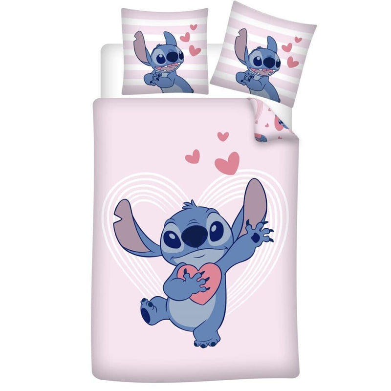 AYMAX Children's Stitch Bedding Set, Reversible Duvet Cover 140 x 200 cm + Pillowcase 65 x 65 cm, 100% Cotton