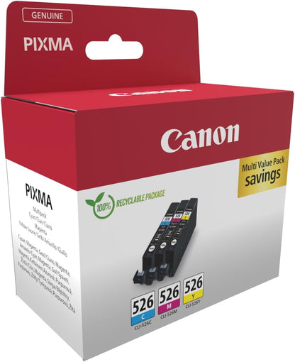 Canon CLI-526 C M Y Vorteilspack 3 Tintenpatronen (Cyan, Magenta, Gelb) Original