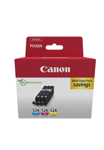 Canon CLI-526 C M Y Vorteilspack 3 Tintenpatronen (Cyan, Magenta, Gelb) Original