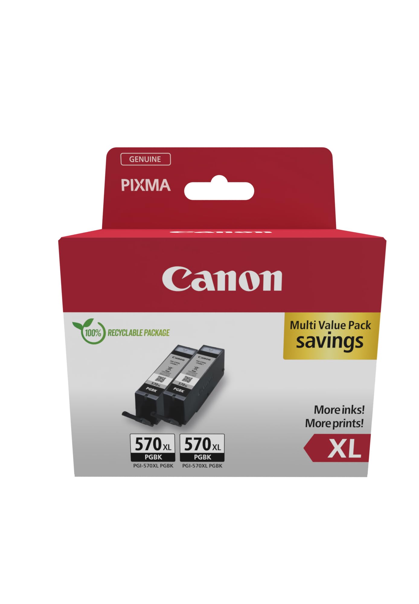 Canon PGI-570 XL Twin Vorteilspack 2 Tintenpatronen größere Reichweite XL (2X Schwarz XL) Original